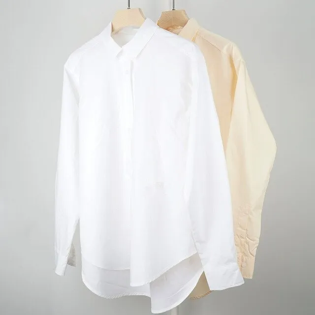 TWOTWINSTYLE Casual Loose Women Blouses Lapel Collar Puff Long Sleeve Elegant Shirt For Female Fashion 2020 Spring Clothing Tide