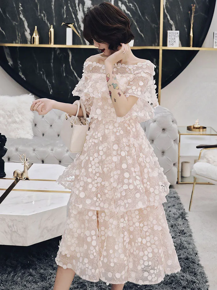 Unique Light Pink Tulle Short Prom Dress, Homecoming Dress