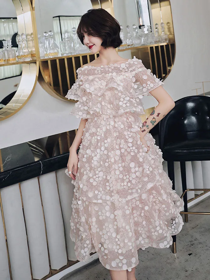 Unique Light Pink Tulle Short Prom Dress, Homecoming Dress