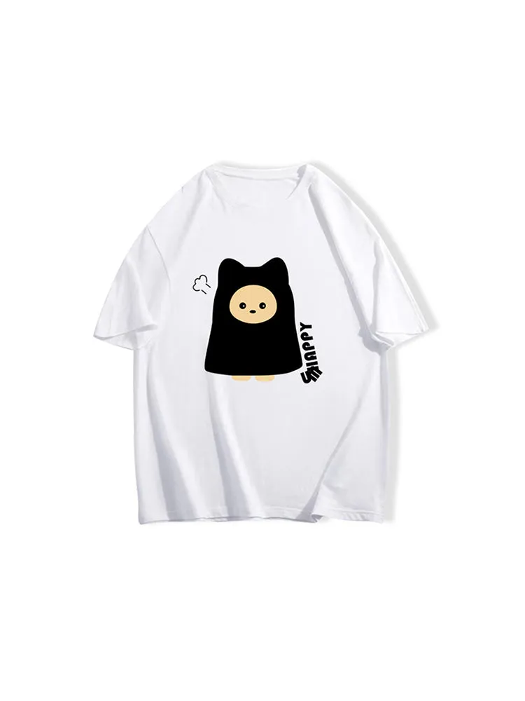 Vintage Printed Men'S Thick Short Sleeve Cotton Street Half Sleeve T-Shirt