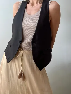 Vintage Suit Vest Chocolate Satin