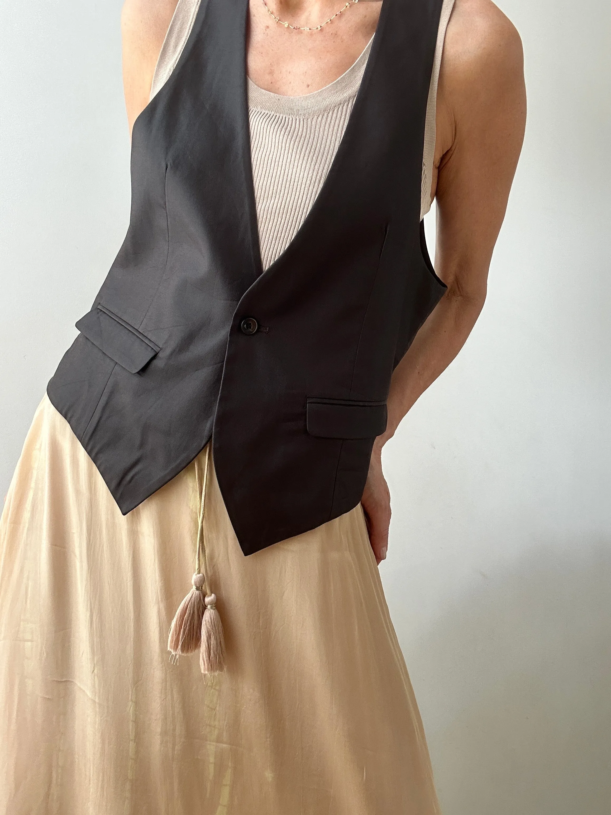 Vintage Suit Vest Chocolate Satin