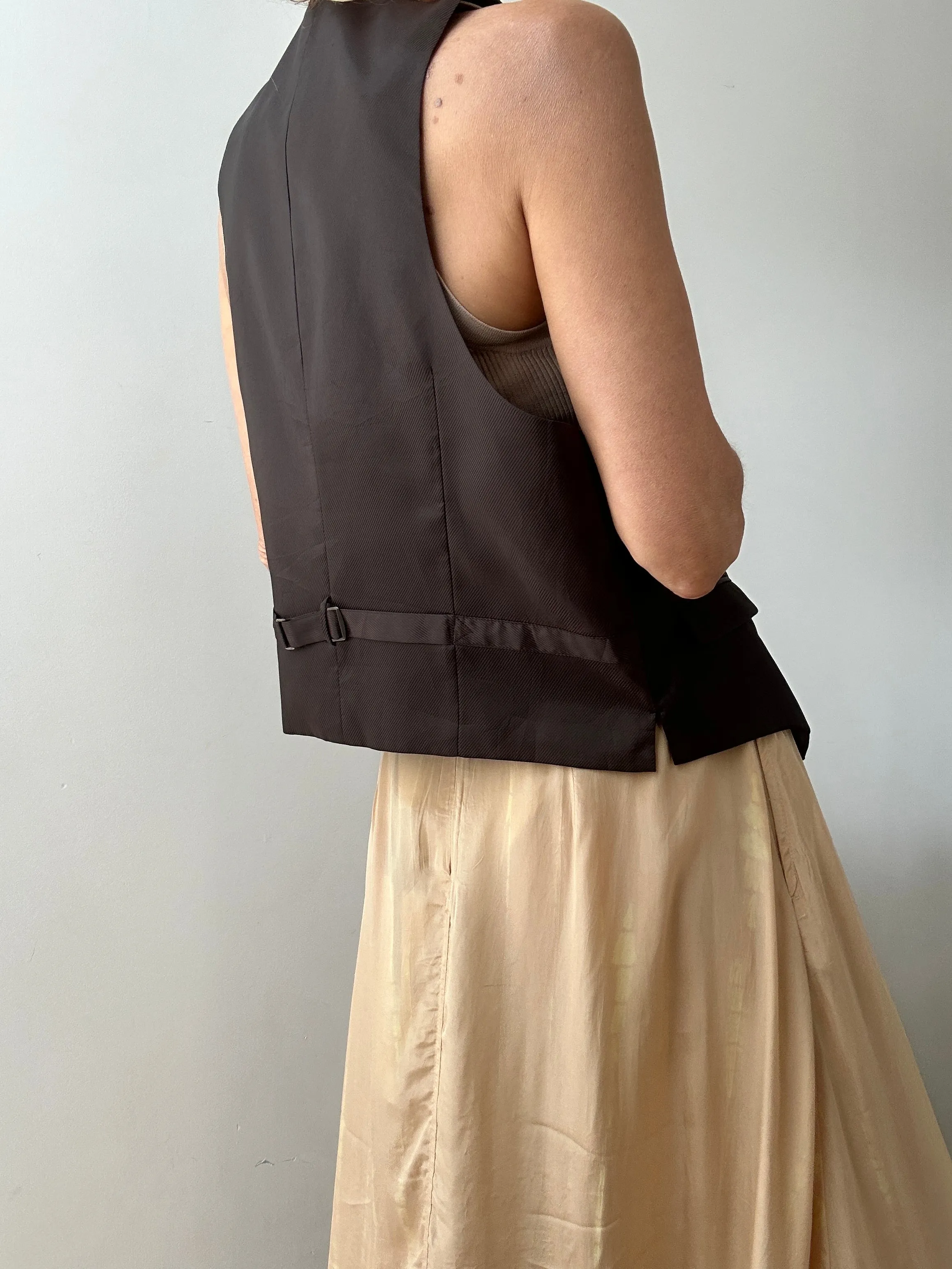 Vintage Suit Vest Chocolate Satin