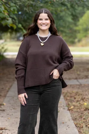 Whit Side Slit Sweater - Cacao