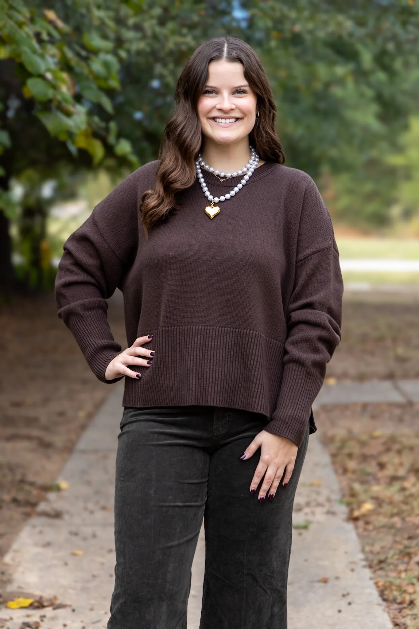 Whit Side Slit Sweater - Cacao