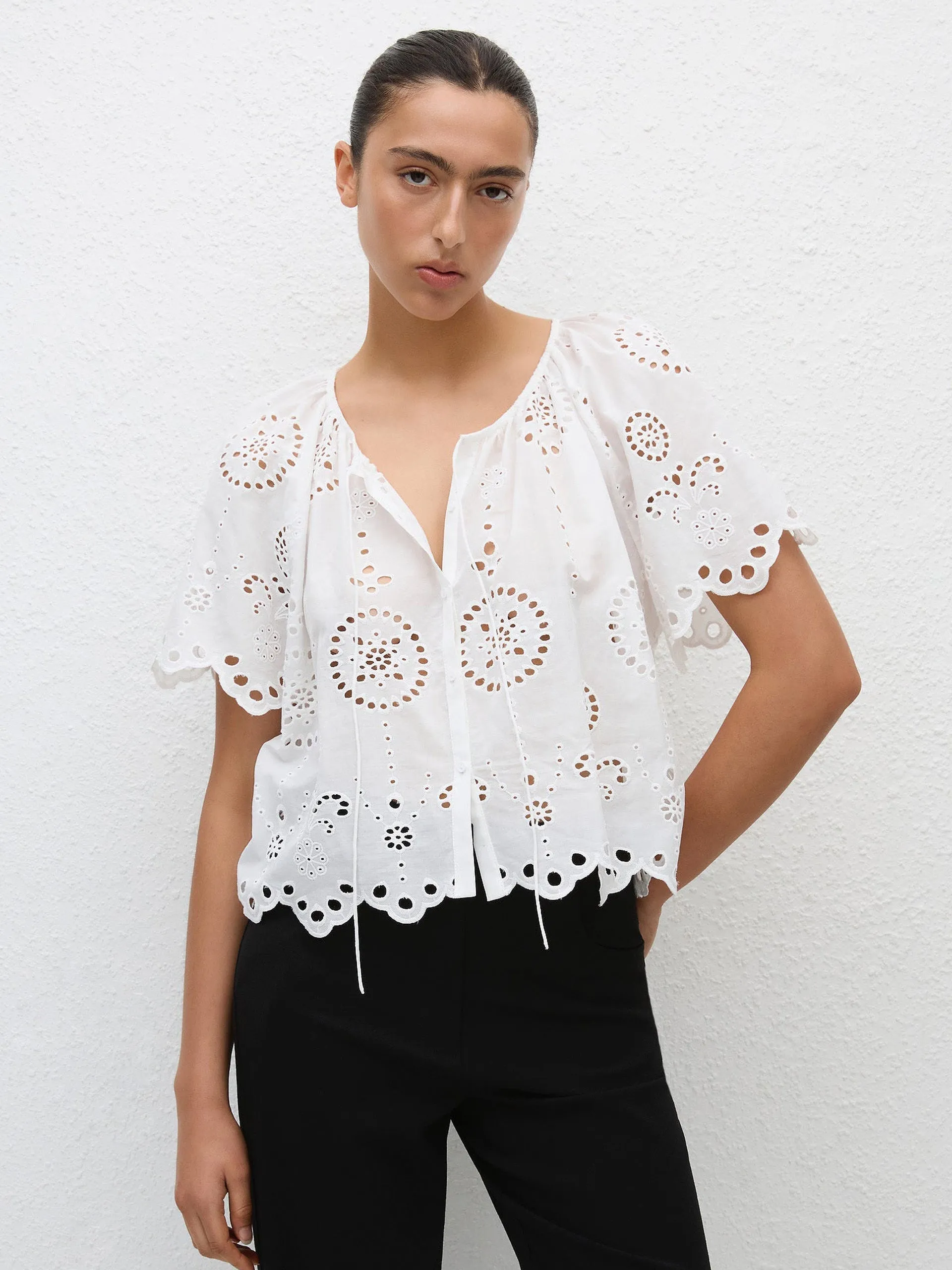 White broderie blouse