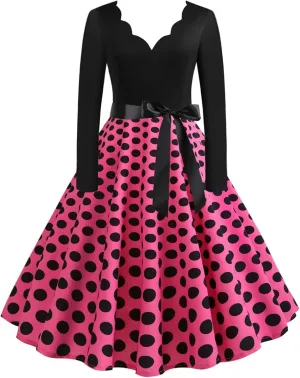 Women Casual Loose Formal Dress Long Sleeved Printed A-Line Midi Dress Plus Size Spring Dresses Church Work Dresses