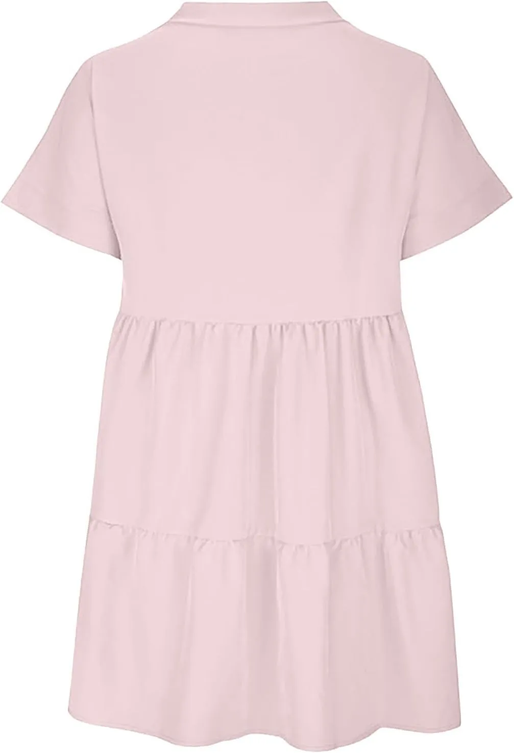 Women V Neck Flowy Babydoll Dresses 2025 Summer Short Sleeve Swing Shift Loose Casual Mini Tunic Dress