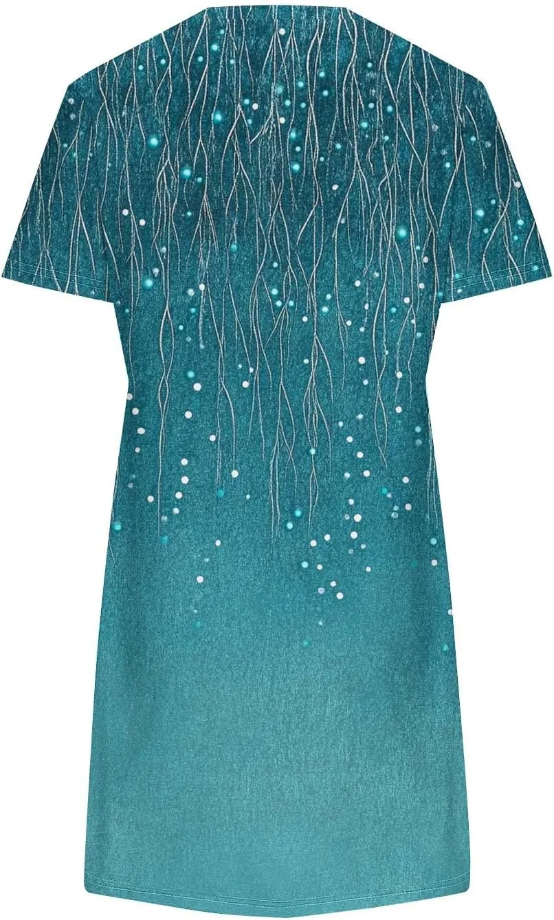 Women's Floral T-Shirt Dress Casual Summer Short Sleeve Mini Dresses Crewneck Tunic Trendy Sundress