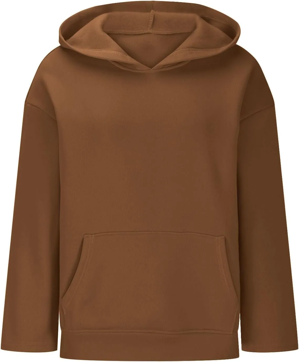 Womens Hoodie 2024 Oversized Sweatshirt Fleece Soft Hoodie Sweatshirts Solid Color Long Sleeve Pullover Top With Pocket