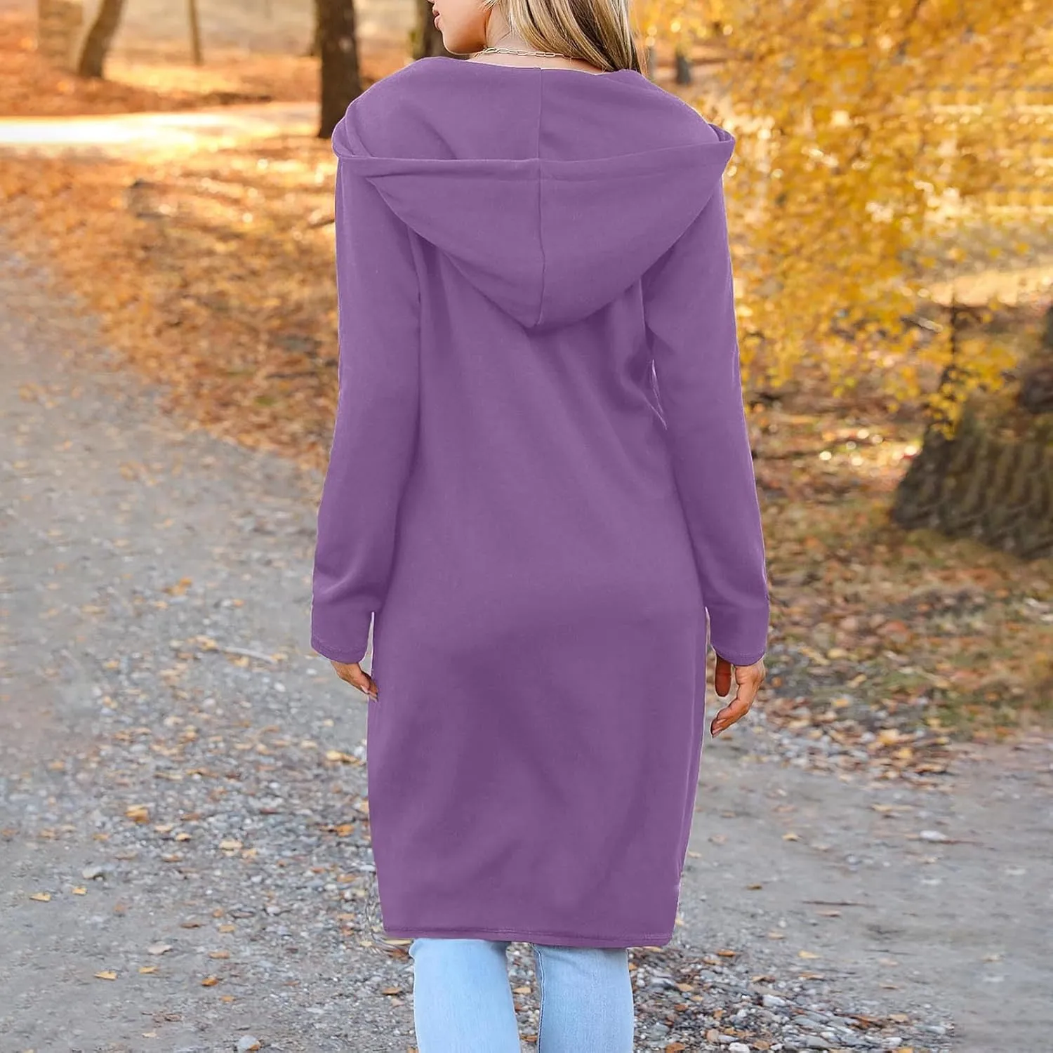 Womens Long Length Zip Up Hoodies Lightweight Fleece Jacket Oversized Tunic Sweatshirt Fashion Fall Zipper Hoodie