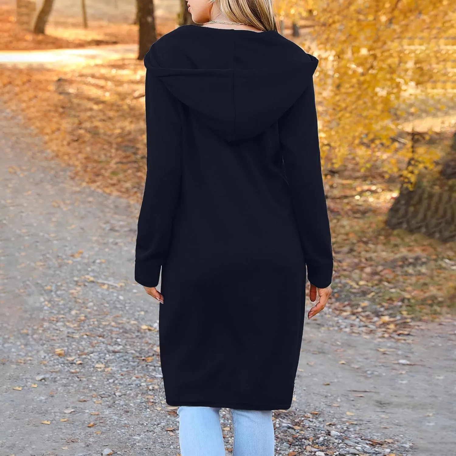 Womens Long Length Zip Up Hoodies Lightweight Fleece Jacket Oversized Tunic Sweatshirt Fashion Fall Zipper Hoodie