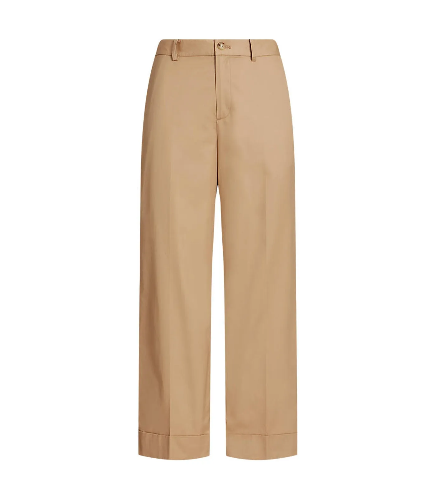 Women's Pleated Cotton Twill Cropped Pant Birch Tan