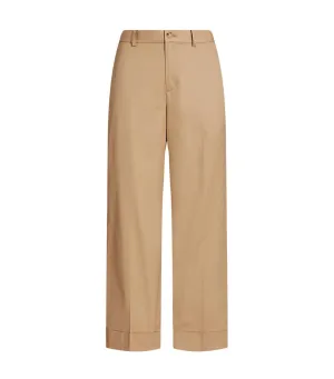Women's Pleated Cotton Twill Cropped Pant Birch Tan