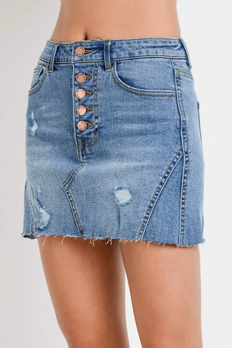 Women's Raw Hem Distressed Mini Skirt